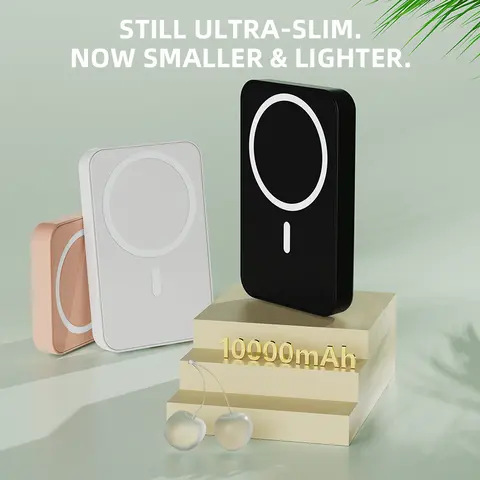 Portable charger, minimum 15W, 10000/5000mAh magnetic power bank, USB-C input/output fast charging, mini battery pack charger, compatible with Phone 16/15/14/13/12 Pro Max