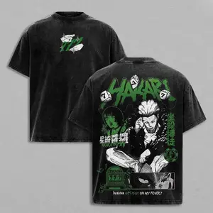 Hot Anime Jujutsu Kaisen Hakari Kinji Print T-shirt Men Short Sleeve Clothing Cotton Tshirt Retro Washed T Shirt Male Manga Tops