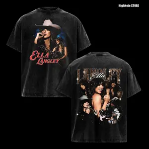 Ella Langley Vintage Washed Shirt – Country Music Oversized Graphic T Shirt, Southern Cowgirl Western Aesthetic, Rodeo Style Streetwear, Heavyweight Soft Cotton Unisex Top, Casual Men Women Wear, Gift for Country Music Fans