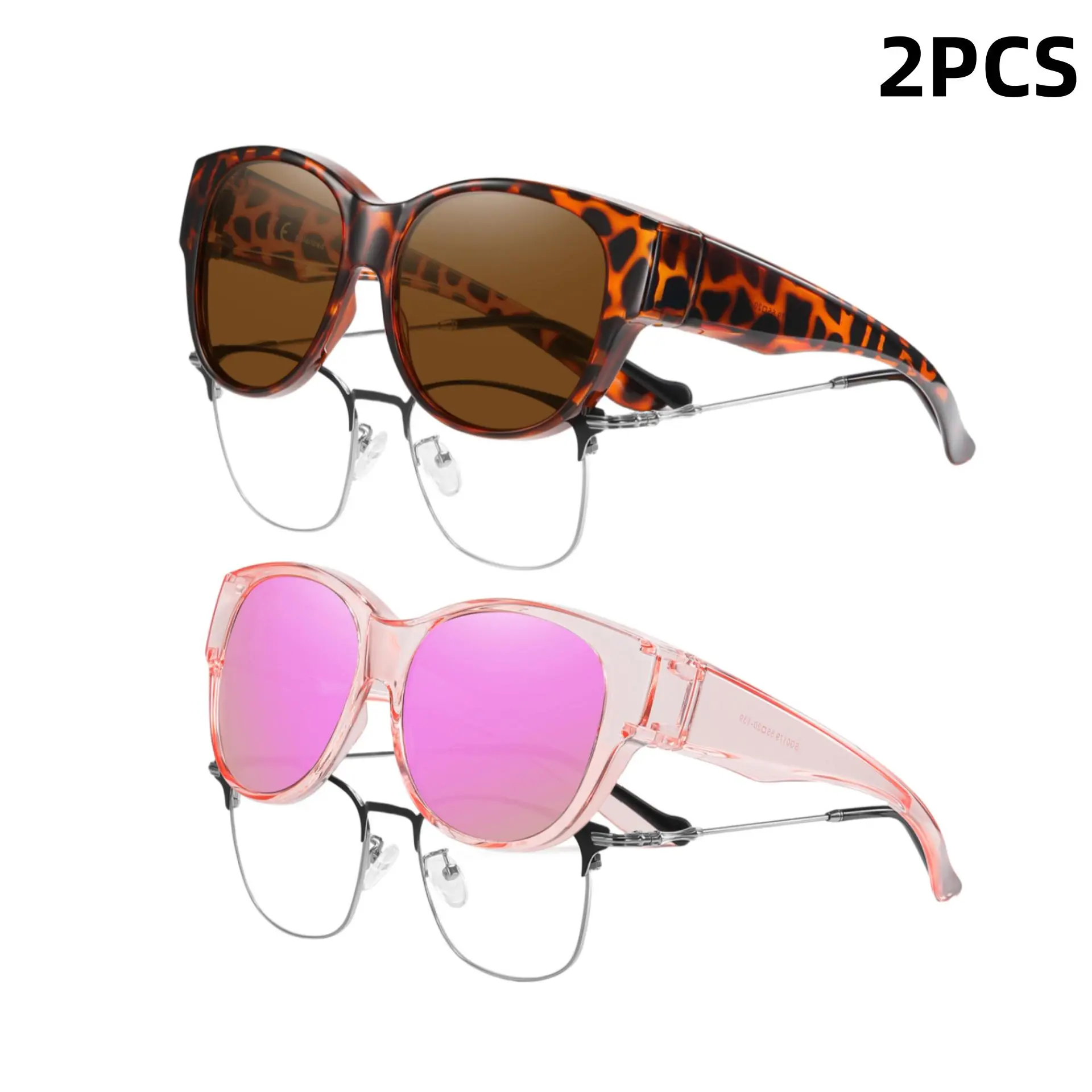 SummerVibes HAOLOTA 2PCS Fit Over Glasses Sunglasses for Women Men Oversized Cat Eye Polarized 100% UV400 Protection Street Style Shades