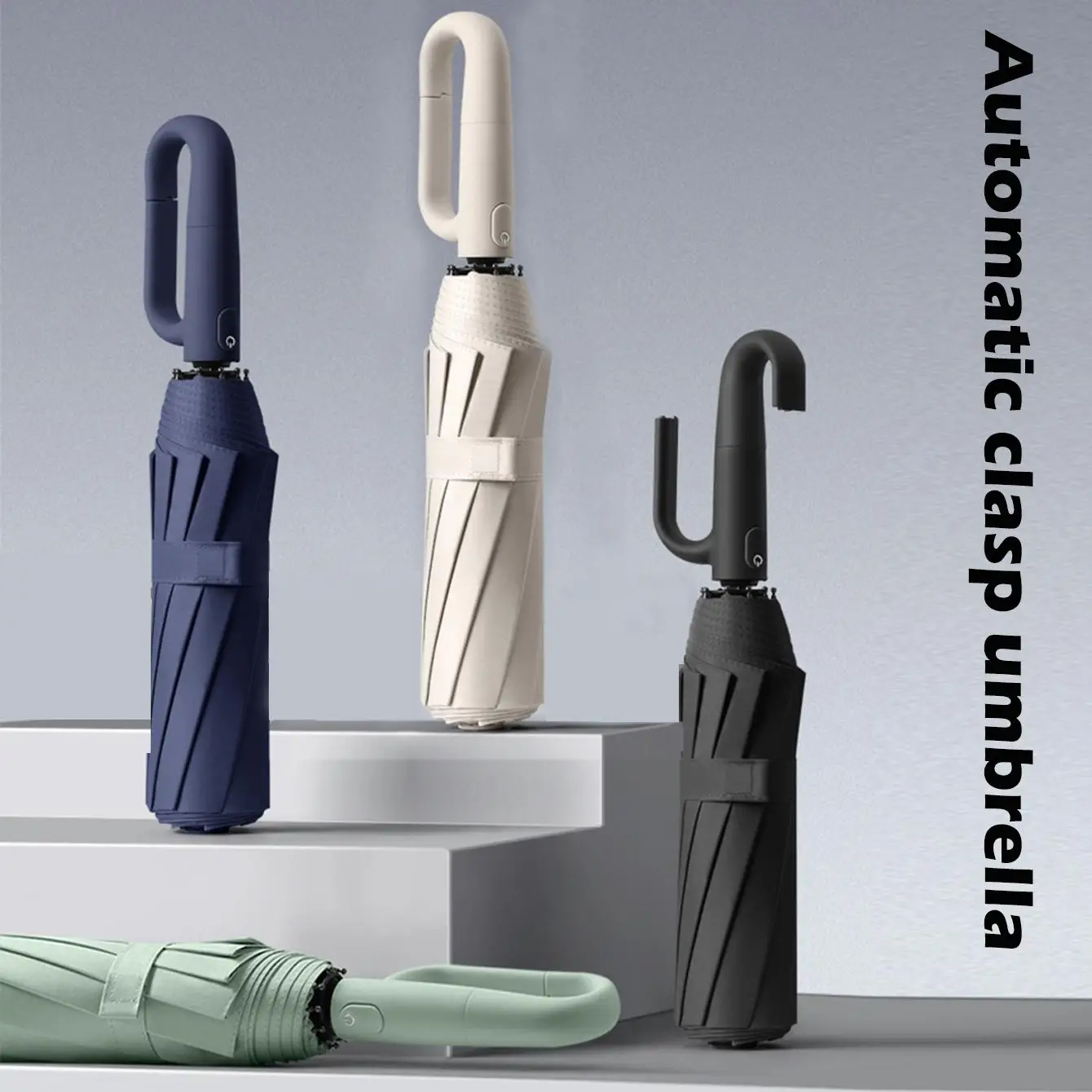 Automatic Folding Umbrella, 1 Count Portable Lightweight Windproof Rainproof Umbrella with Handle, Windproof Waterproof Umbrella, Multifunctional Umbr