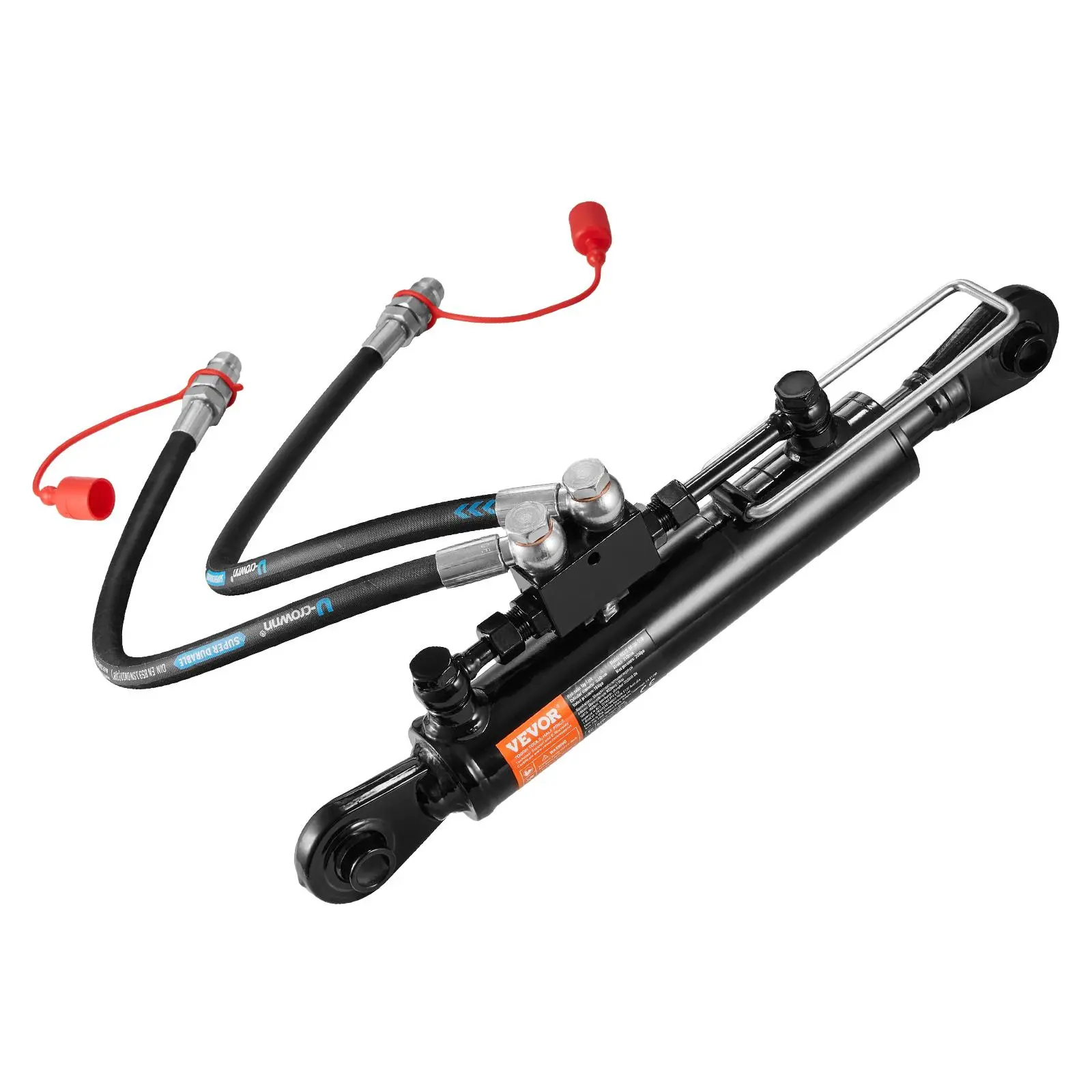 【Summerfinds】VEVOR Cat.1-1 Heavy Duty Metal Hydraulic Top Link Cylinder, 8-1/4 in to 26-3/8 in Range (18-1/8 in), 2.3 T Pulling Force, 2 x 30.1 in Hydraulic Hoses, G3/8" Check Valve, Easy Installation for Construction Tools & Agricultural Plowing, Enhance