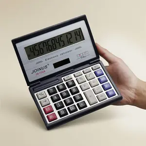 Dual Power Flip Cover Calculator Solar Battery Powered, Accounting Business Student Use, Portable Office Tool with Pen Included