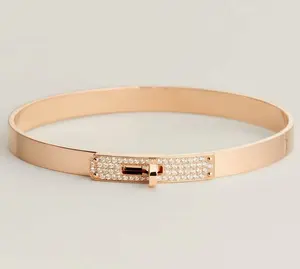 Pre-owned Hermes Kelly bracelet, small model,size ST half paved
