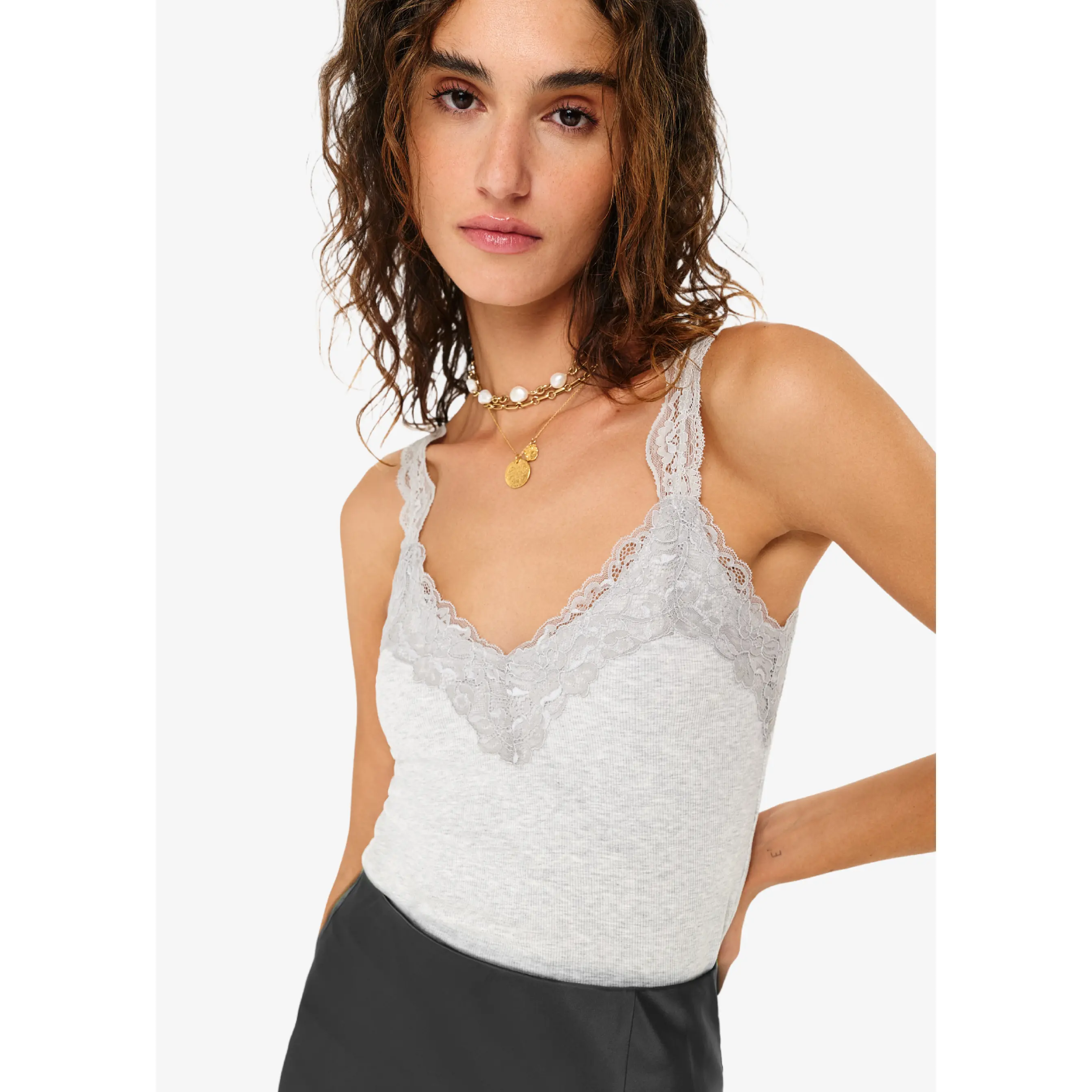Lani Rib Knit Tank Heather Gray