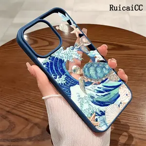 Premium Magnetic Phone Cases for iPhone11/12/13/14/15/16//17/Air/promax/Plus Sea Wave Turtle y2k cased MagSafe Ready, Anti-Fall, Springtok and Ultra-Thin Design | Perfect for Everyday Use Screen Protector Resistance