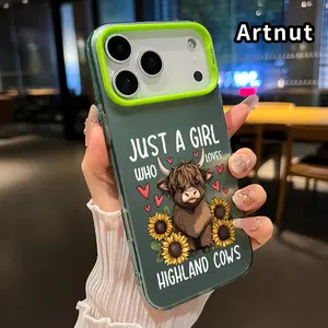 Phone Case for iPhone 17 Pro Max 16 Plus 15 14 13 12 11 Air E Cute Highland Cow Pattern Anti-Scratch Military-Grade Drop Protection slim Cover
