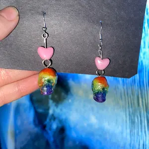 LGBTQ+ Pride Pirate Skull Earrings