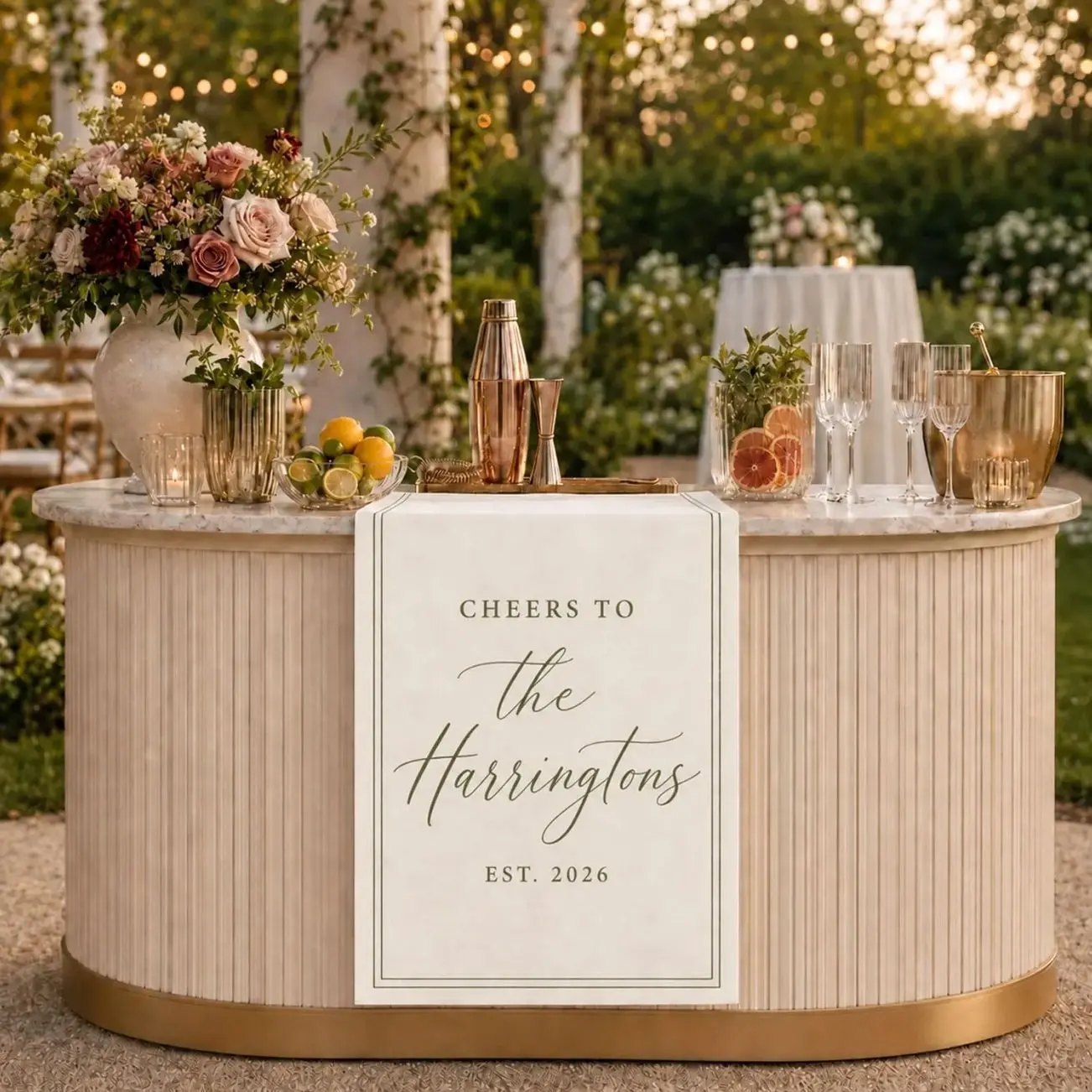 Personalized Wedding Table Banner, Custom Wedding Bar Sign, Cheers to the Couple Table Runner, Reception Bar Decor, Wedding Welcome Banner