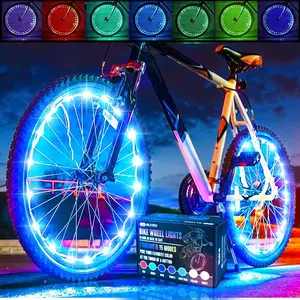 Bike Wheel Lights, Bicycle Spoke Decorations Light for Night Riding, 2-Tire Pack 7 Colors in 1 Fun Bright Patterns, Disco LED Safety Strip Light, Bike Accessories for Kids, Boys, Girls, Adults