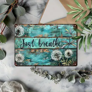 2D Flat, 2d flat Decorative Signs& Plaques, Iron, 2D Flat Retro Bohemian Style Metal Tag 1pc 8X12 Inches-Dandelion with Dragonfly Floral Pattern Home Decor Suitable for Indoor/Outdoor Yard Garage Bathroom Kitchen Office Wall Decorat, Christ