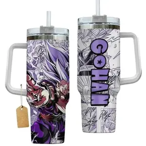 Gohan 40oz Tumbler With Handle And No Handle Stainless Steel Tumbler, Beast Form Tumbler, The Saiyan Warrior Tumbler, Anime Tumbler Gift, Iced Coffee Tumbler, Dragon-Inspired Drinkware, Gift for Otaku & Anime Fans