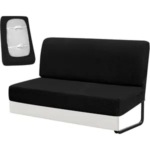 RV Couch Covers for Sofa Bed,2-Piece Backrest and Seat Slip Covers,for Jackknife Sofa,rv Furniture Cover(Black)