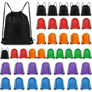 Drawstring Backpack 6 Colors Drawstring Bags, Draw String Back Bag Drawstring Bags Bulk for Sports, Gym, Travel, Swimming, Beach (40 PACK)