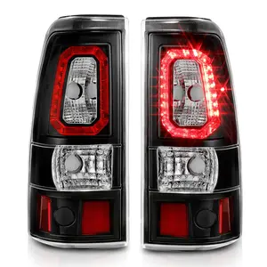 CHEVY SILVERADO 1500/2500 99-02 / 3500 01-03 / GMC SIERRA 1500/2500 99-06 LED LIGHT BAR STYLE TAIL LIGHTS BLACK CLEAR LENS