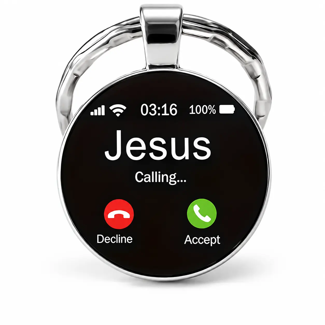 Christian Jesus Calling Keychain, Faith-Inspired Religious Gift for Men, God Bless You Inspirational Key Ring