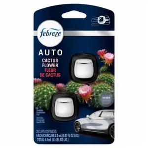 Febreze Vent Clip AUTO Car Air Freshener, Up to 40 Days, Odour Eliminator, 2-CLIPS, Cactus Flower Scent