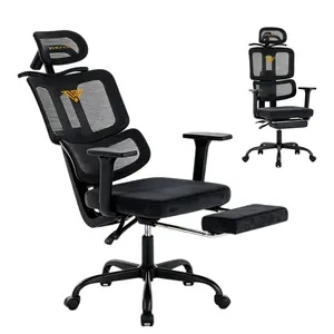 YUBAO Ergonomic Mesh Office Chair & Gaming Chair, Split-Back Design with Adjustable Headrest, Backrest, Lumbar Support & Armrests. 90–135° Tilt & Lock. 360° Swivel Caster. Suitable for Home, Office, Gaming Room & More leaning