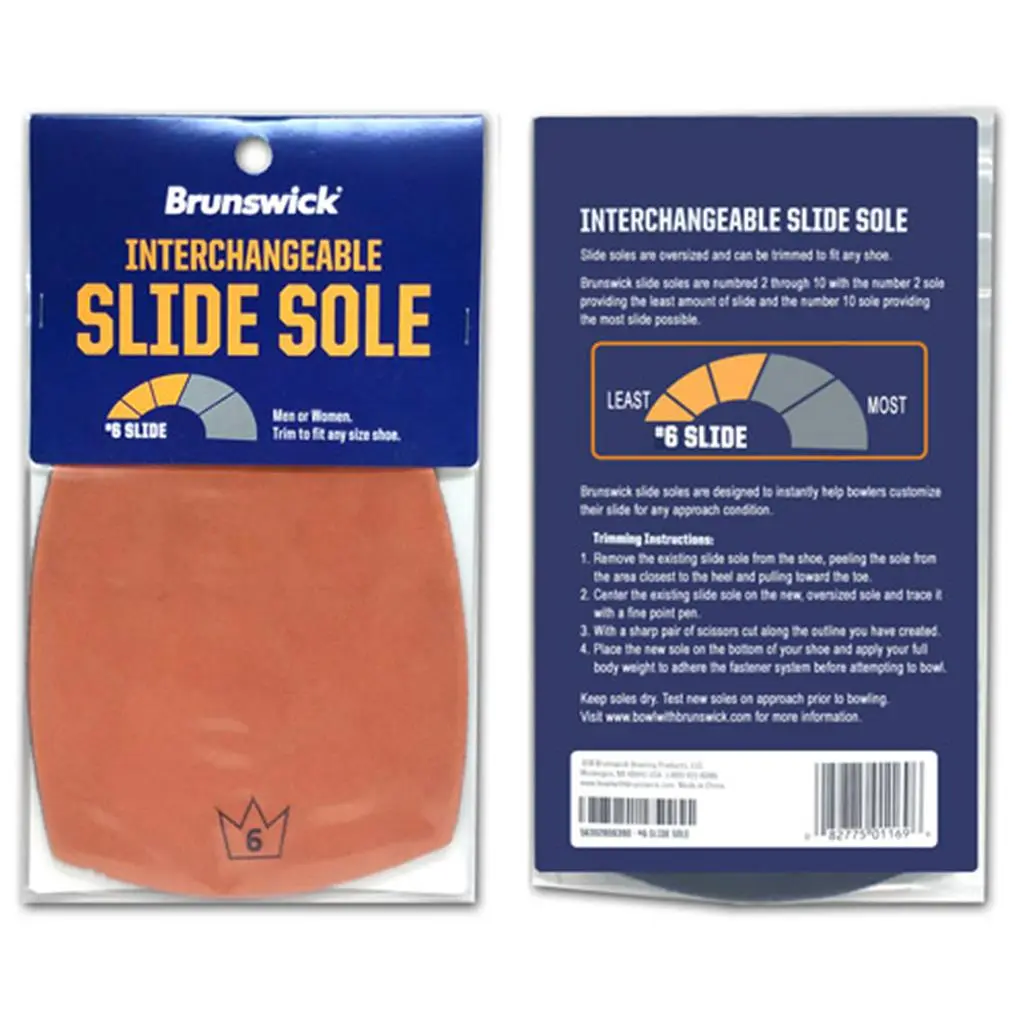 Brunswick Shoe Insoles - #6 Moderate Slide Replacement Sole, Oversized Cut-to-Fit Design for Interchangeable Bowling Shoes, Slide Control