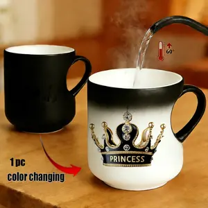 Magic Color-Changing Cup, Mom's Special Heart Mug, Princess Crown Design, Thermosensitive Ceramic, 330ML, Mother's Day & Birthday Gift, Reusable