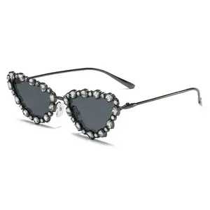 Diamond Cat Eye Sunglasses for Women – Rhinestone Frame UV Protection Statement Shades for Daily Party Wear
