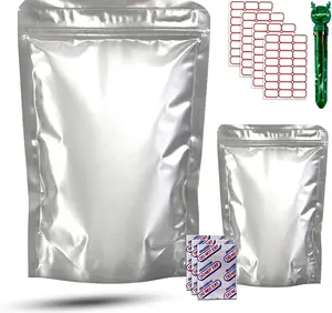 Renexas Mylar Food Storage Bags (50 Pcs: 25 1-Gal, 25 1-Qt) with Oxygen Absorbers, Airtight Resealable Foil Containers, Reusable Ziplock Pouches for Long-Term Home Storage