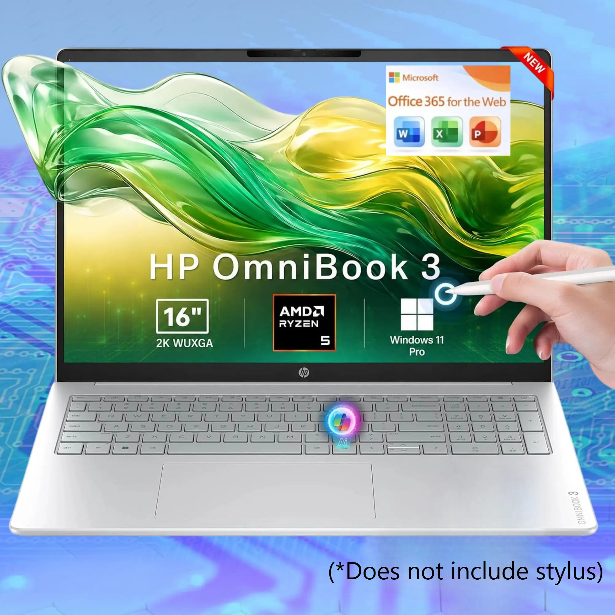 HP OmniBook d1523 2-in-1 16in 2K IPS Screen Touchscreen Laptop 2026 Edition, Copilot AI Powered, AMD Ryzen 5, Up To 8GB RAM, 512GB SSD, Radeon 610M Graphics, FHD Webcam, Built-in Features, Windows 11 Pro, Business/Student Notebook