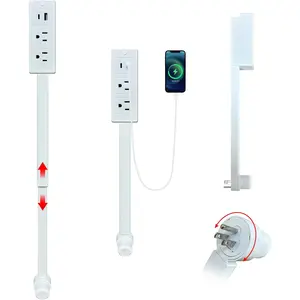 Electrical Outlet Expander. Power Socket Extender Access Hard-to-Reach Outlets! Features USB-A, USB-C, and 2 AC Outlets, Extends 22"-34", Rotates 180°. Use Behind Couches, Nightstands, Desks Plug Splitter