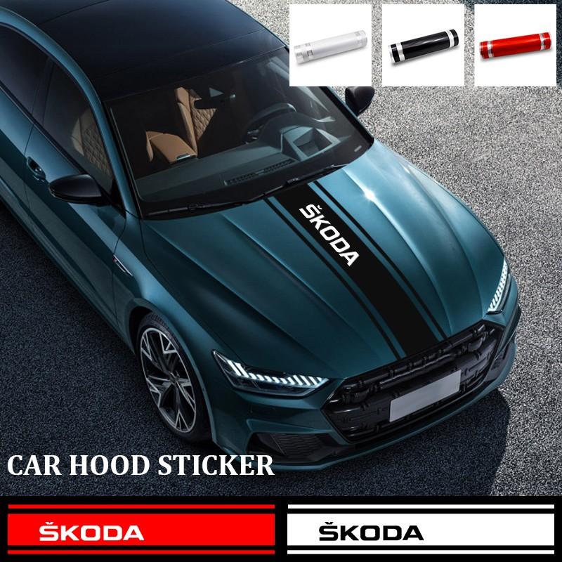 Skoda Car Model Specific Hood Decal Sticker, Classic Logo, Thin Film Material, Non-Damaging Original Paint Accessory, Car Decals