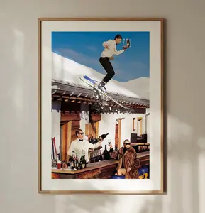 Vintage Skiing Poster: Retro Apres Ski Bar Cart Wall Art Decor No Frame
