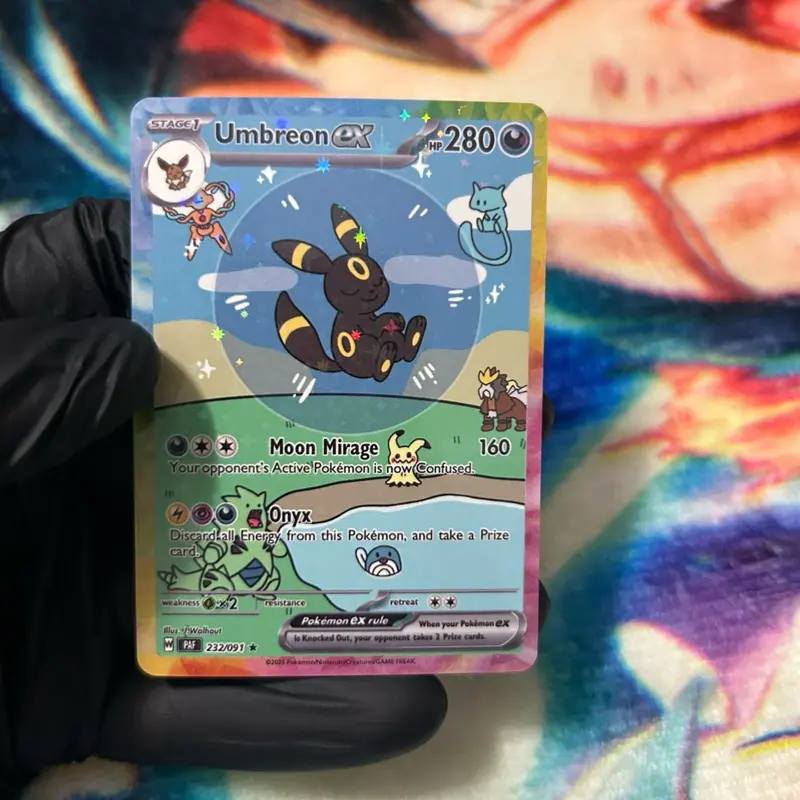 Bubble Umbreon Design 2 Handcrafted Card | Holographic Stars Finish | Fan Art Card
