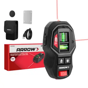 ARROW 2-in-1 Laser Level with Magnetic Stud Finder, Rechargeable Wall Scanner for Wood & Metal, Cross Line Laser with Bubble Vials for Accurate Markings, Ideal for Hanging Frames & Pictures
