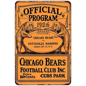 1926 Chicago Bears vs Pottsville Maroons Historic Football Game Program Cover Vintage Aluminum Sign Wall Decor