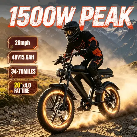【SummerVibes】Adult V30/V30Max/V30ProMax Off-Road Ebike - 1500W/2000W Peak Power, 28-38MPH Speed, Full Suspension, 48V 15.6/31.2Ah Removable Dual Lithium Battery (70 Mi Range), 20"x4" Fat Tires, 7-Speed, UL2849 Certified Hydraulic Disc Brakes, Trail Riding