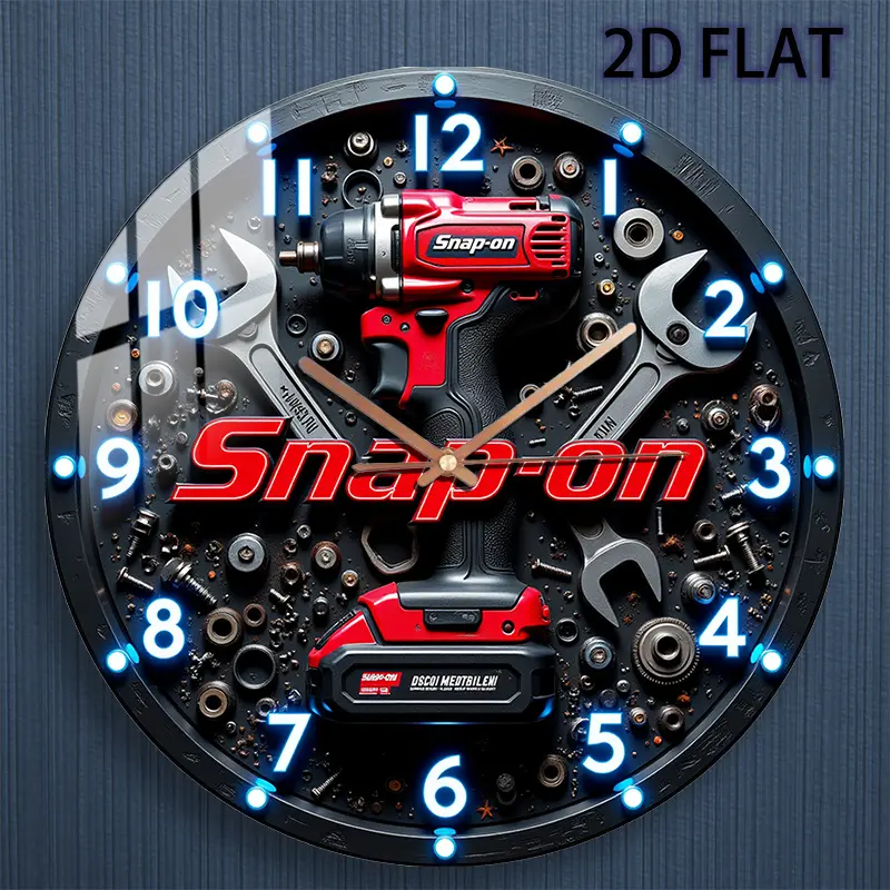12inch Industrial Machinery Theme Silent Wall Clock with Red Snap Drill Bit and Wrench Design - Quartz Movement, Battery Operated (AA Batteries Not Included) - Garage, Workshop, Home Office Decoration - Exclusive Round Clock for Tool Enthusiasts and Mecha