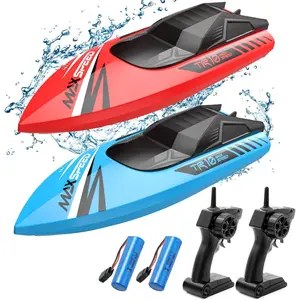 RC Boats for Kids 2Pack,Fast Remote Control Boat for Pools Lakes River, 2.4 GHz Racing Boat Toys for Boys 8-12, 15KMH Fast with Rechargeable Batteries 56 Mins Long Play Time