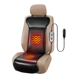 Heated Car Seat Cushion for Winter Premium PU Leather Car Seat Cover with Non-Slip Base & Storage Pockets Universal Fits Car SUV Track Van RV