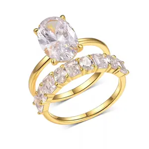 Oval and band Gold Promise/Engagement Ring set