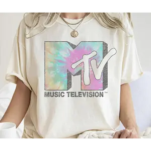 Graphic T-shirt for Women, Rainbow Tie Dye Logo Style, Retro Summer Vibes, Matching Birthday Trip Tee