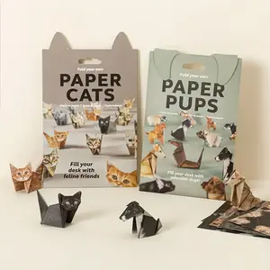 50pcs Creative DIY Geometric Origami Cat & Dog Kits, Handmade Half-Finished Paper Crafts, Fun Kids Art Projects, Papercraft Figures