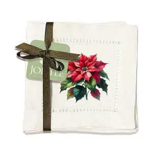 Poinsettia Hemstitch Napkins