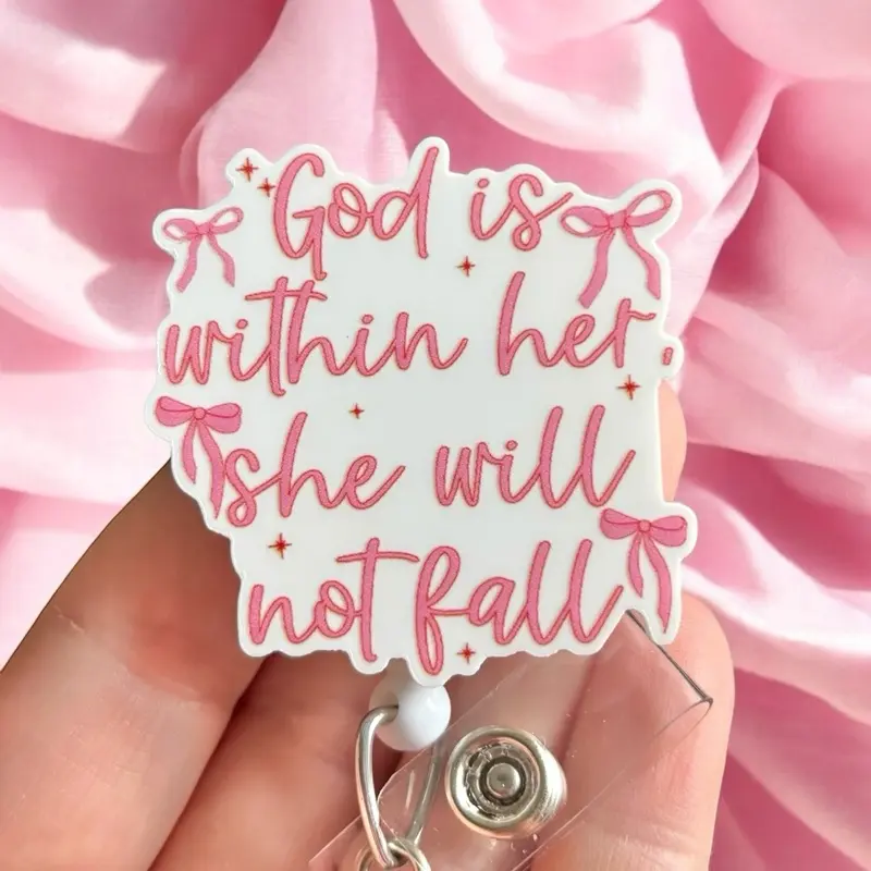 Glitter My Badge Scripture God is within her she will not fall badge reel for nurse and student nurse. Badge clip Badge pull - Retractable swivel clip with a 360 rotation. Great gift for coworker.