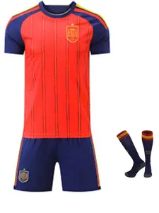 Spanish Bullfighter Football Training Suit, Flag Color Design, Moisture-Wicking Sweat-Release, Player Practice Wear, Fan Support Gear