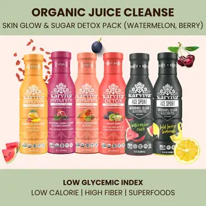 Karviva Organic Juice Cleanse Prebiotic Herb-Infused Wellness Detox Kit for Hydration Anti-Bloat & Detox Doctor-Formulated Zero-Added Sugar with Aloe Kale Sprouts Ashitaba Antioxidants Collagen Adaptogens and Superfruits 1-Day to 7-Day Cleanse