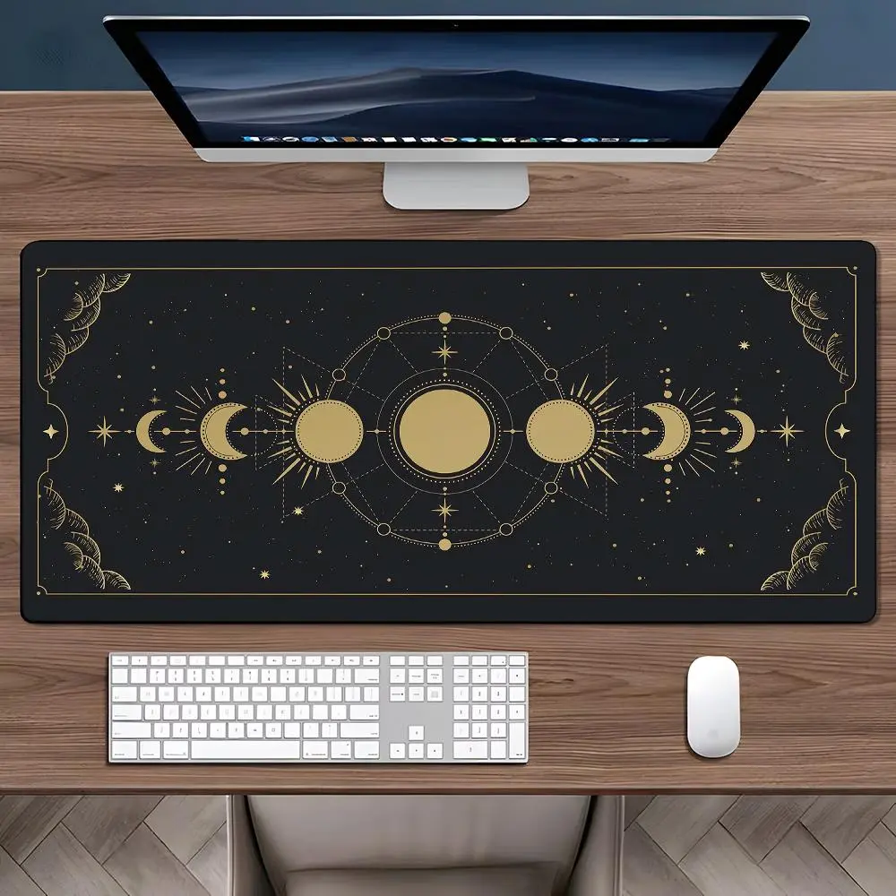 Moon Phases Celestial Pattern Mouse Pad, Large Gaming Mouse Pad, Aesthetic Desktop Decoration Protective Pad, Multi-size Mousepad Suitable for Laptop, Desktop Computer Games, Gaming Desk Accessory, Desktop Accessories