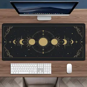 Moon Phases Celestial Pattern Mouse Pad, Large Gaming Mouse Pad, Aesthetic Desktop Decoration Protective Pad, Multi-size Mousepad Suitable for Laptop, Desktop Computer Games, Gaming Desk Accessory
