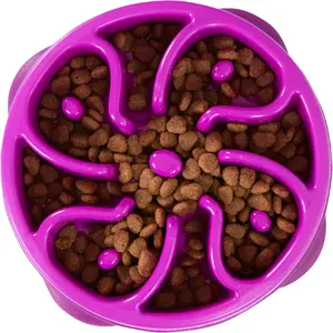 Outward Hound Fun Feeder Slo Bowl, Medium/Mini Slow Feeder Dog Bowl in Purple, Promotes Healthy Eating Habits for Dogs Outward Hound