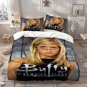 3Pcs Buffy the Vampire Slayer poster Themed Bedding Set, Soft Comfortable, All-Season, Ideal for Home & Bedroom, Popular Christmas & New Year Gift for Loved Ones, 1 Duvet Cover 2 Pillowcases (No Insert)