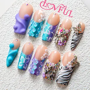 Lovful | H613 Chill Girl Instinct Handmade Acrylic Press On Nails | 10PCS Reusable Salon Quality 2025 New