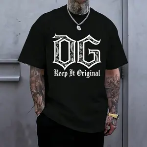 Men's "OG Keep It Original" Graphic T-Shirt,Casual Streetwear Tee With Paisley Bandana Print, Hip Hop Style Short Sleeve Top